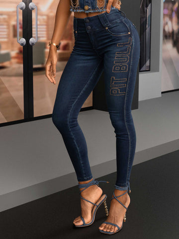 Dark Skinny Jeans with Side Logomania Dark Skinny Jeans with Side Logomania