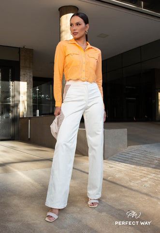 Cropped Shirt with Embroidery Cropped Shirt with Embroidery