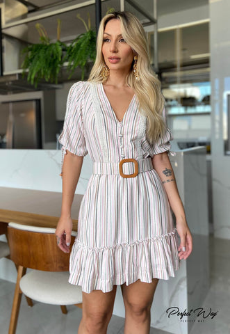 Loose Dress with Covered Belt Loose Dress with Covered Belt