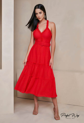 Longuette Lace Dress with Belt Longuette Lace Dress with Belt