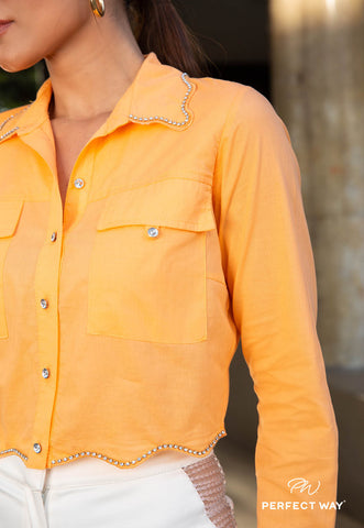 Cropped Shirt with Embroidery Cropped Shirt with Embroidery