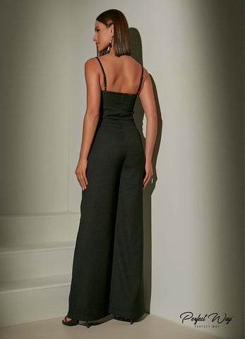 Crepe Jumpsuit with Buckle Crepe Jumpsuit with Buckle