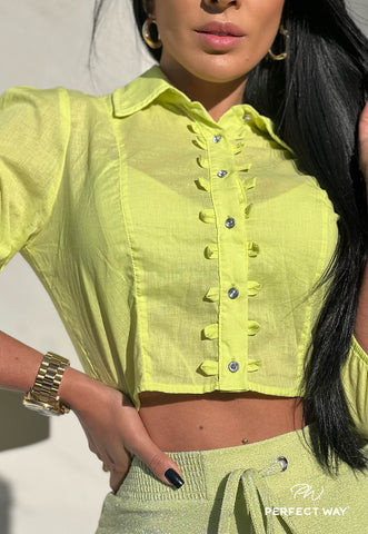 Cropped Shirt with Embroidery Cropped Shirt with Embroidery