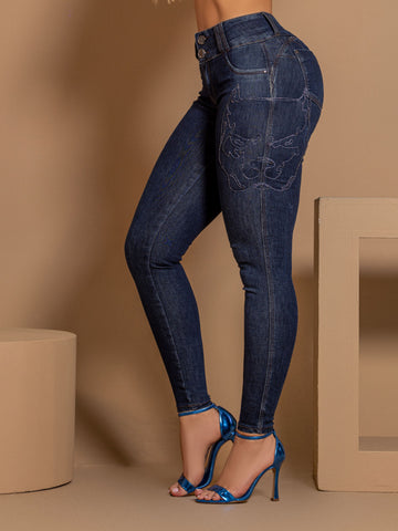 Jeans scuri modellanti vestibilità perfetta Empina Bumbum Jeans scuri modellanti vestibilità perfetta Empina Bumbum