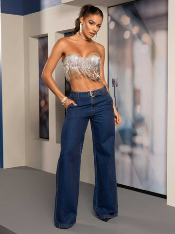 Calça Wide Leg Feminina Calça Wide Leg Feminina