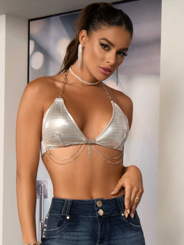 Concept Top in Metallic Blade and Rhinestone Details Concept Top in Metallic Blade and Rhinestone Details