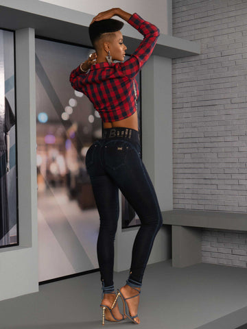 Checkered Long Sleeve Shirt with Glossy Logomania Checkered Long Sleeve Shirt with Glossy Logomania