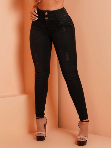 Ultra-Shaping Women's Jeans With Wide Waistband And Incredible Butt Lift Effect Ultra-Shaping Women's Jeans With Wide Waistband And Incredible Butt Lift Effect