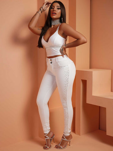 Super Comfortable Cropped Blouse with Pads and Elastane Super Comfortable Cropped Blouse with Pads and Elastane