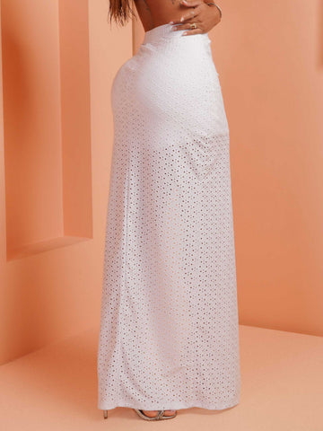 Long Skirt with Slit in Teciso Laise Long Skirt with Slit in Teciso Laise
