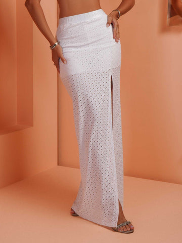 Long Skirt with Slit in Teciso Laise Long Skirt with Slit in Teciso Laise