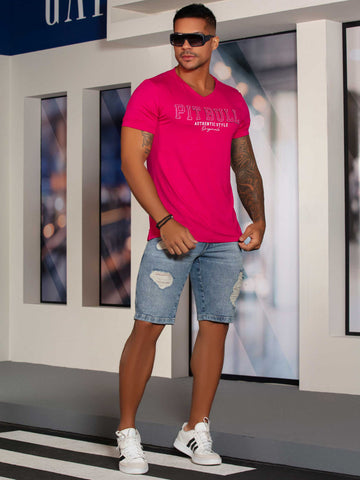 Camiseta premium de hombre slim con cuello en V y estampado súper cómoda Camiseta premium de hombre slim con cuello en V y estampado súper cómoda