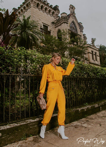 Plain Jumpsuit with Details and Stitching Plain Jumpsuit with Details and Stitching