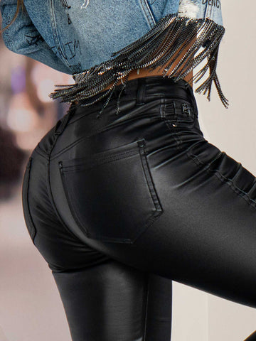 Black Resin Leather Skinny Jeans Black Resin Leather Skinny Jeans