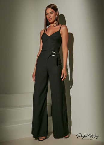 Crepe Jumpsuit with Buckle Crepe Jumpsuit with Buckle