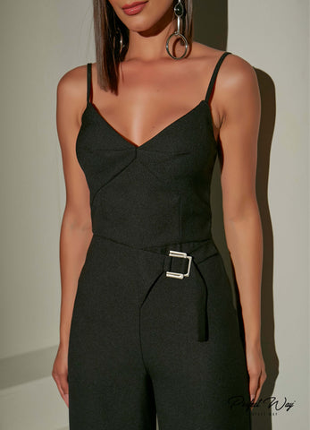 Crepe Jumpsuit with Buckle Crepe Jumpsuit with Buckle