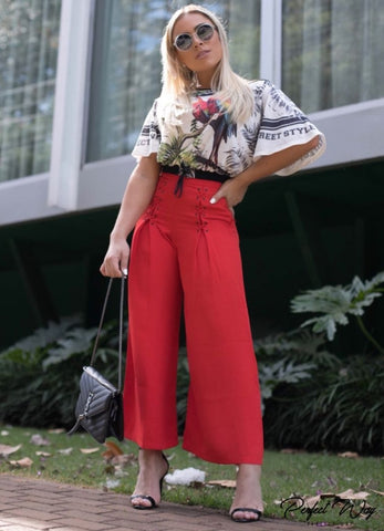 Pantacourt Pants with Eyelets Pantacourt Pants with Eyelets