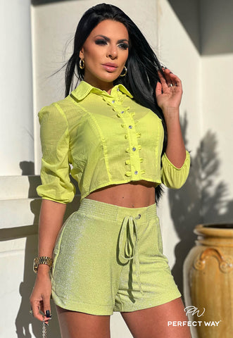 Cropped Shirt with Embroidery Cropped Shirt with Embroidery