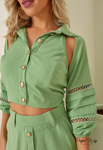 Cropped + Shorts Skirt Set with Details Cropped + Shorts Skirt Set with Details