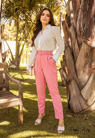 Straight Cut Pants with Details Straight Cut Pants with Details