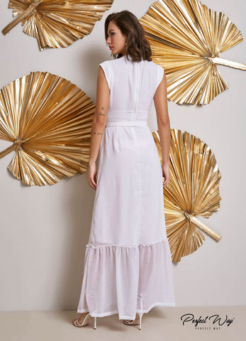 Long Fluid Dress with Details + Belt Long Fluid Dress with Details + Belt