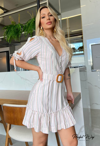 Loose Dress with Covered Belt Loose Dress with Covered Belt