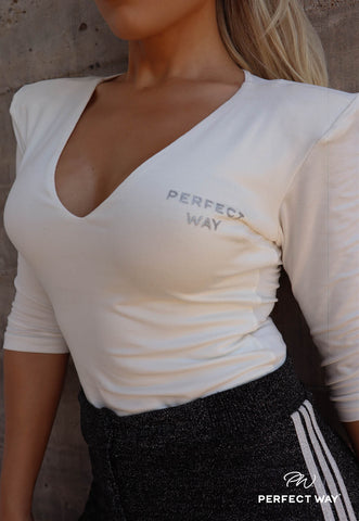 Blusa Decote V Off White - Garotabrasilstore Blusa Decote V Off White - Garotabrasilstore