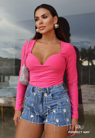 Blusa Decote Rosa - Garotabrasilstore Blusa Decote Rosa - Garotabrasilstore