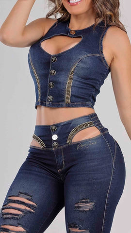 Conjunto Jeans Glamurosa - Garotabrasilstore Conjunto Jeans Glamurosa - Garotabrasilstore
