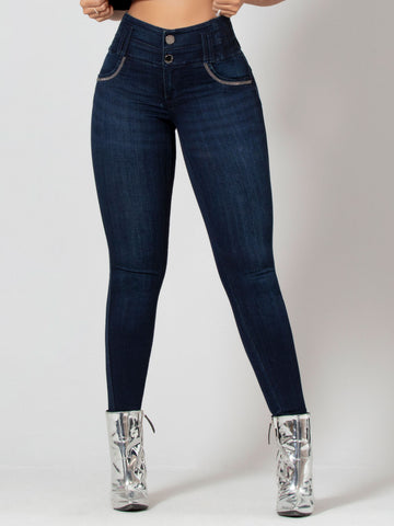 Calça Jeans Modeladora Escura Redutora de Medidas - Garotabrasilstore Calça Jeans Modeladora Escura Redutora de Medidas - Garotabrasilstore