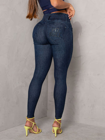 Calça Jeans Modeladora Redutora de Medidas com Bordado de Cristais - Garotabrasilstore Calça Jeans Modeladora Redutora de Medidas com Bordado de Cristais - Garotabrasilstore