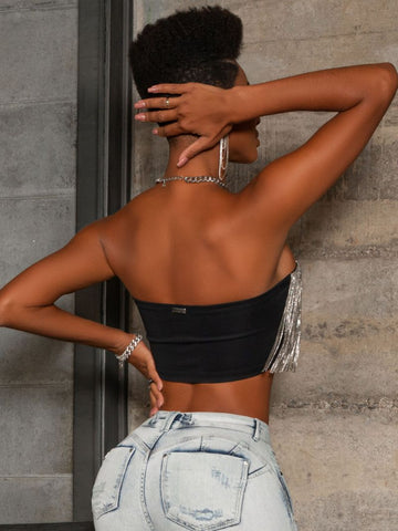 Top Faixa Premium com Franjas de Cristais - Garotabrasilstore Top Faixa Premium com Franjas de Cristais - Garotabrasilstore