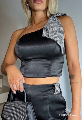 Conjunto Cropped e Pantalona com Bordado Preto - Garotabrasilstore Conjunto Cropped e Pantalona com Bordado Preto - Garotabrasilstore