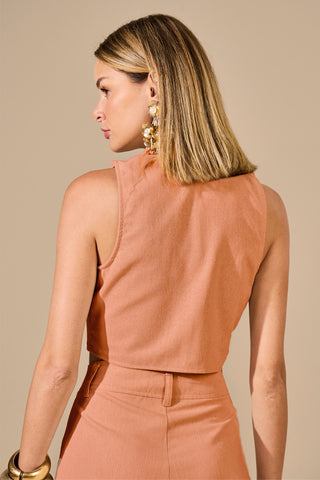Blusa Valeria Alfaiataria com Botões Metálicos Frontais