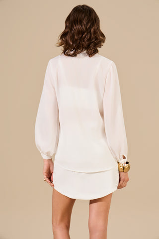 Conjunto Suelen Blusa com Babados e Saia Alfaiataria