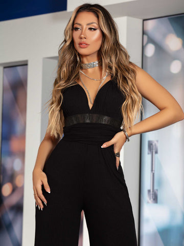 Black Jumpsuit with Deep Neckline