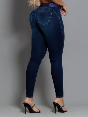 Jeans skinny con elastico in vita