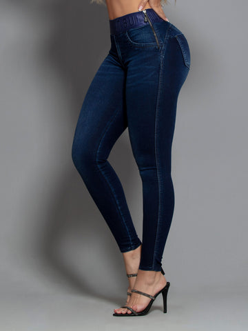 Jeans skinny con elastico in vita