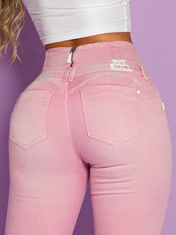 Pantalon Skinny Taille Parfaite Ultra Gainant Couleur Rose