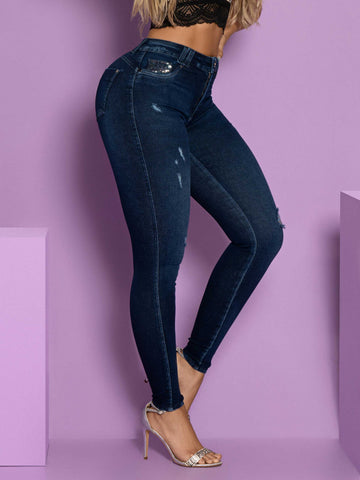 Calça Jeans Feminina Modeladora Afina Cintura E Empina Bumbum