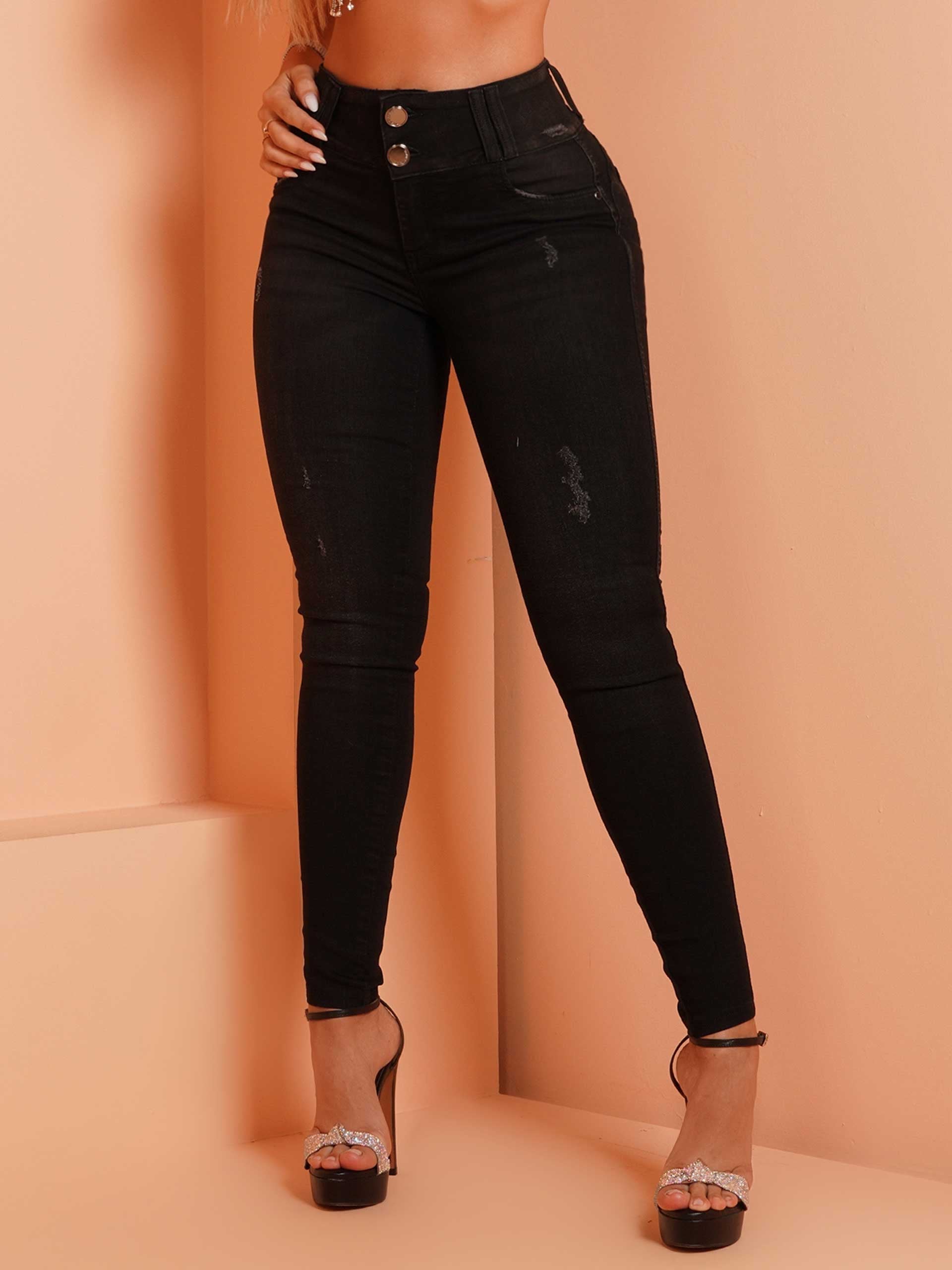 Calça Jeans Feminina Ultra Modeladora Com Cós Largo E Incrível