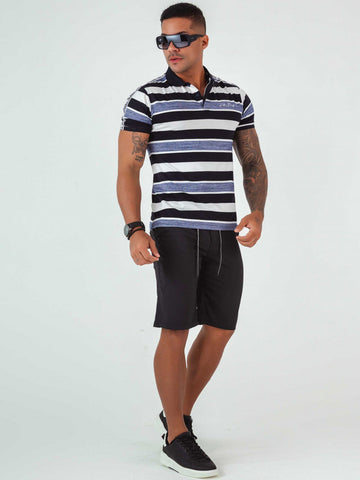 Camisa Gola Polo Masculina Listra Azul