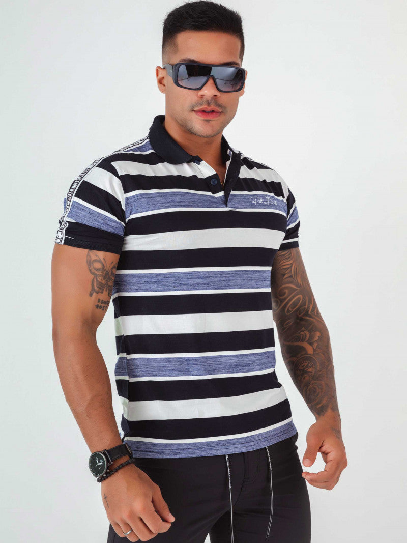 Camisa Gola Polo Masculina Listra Azul