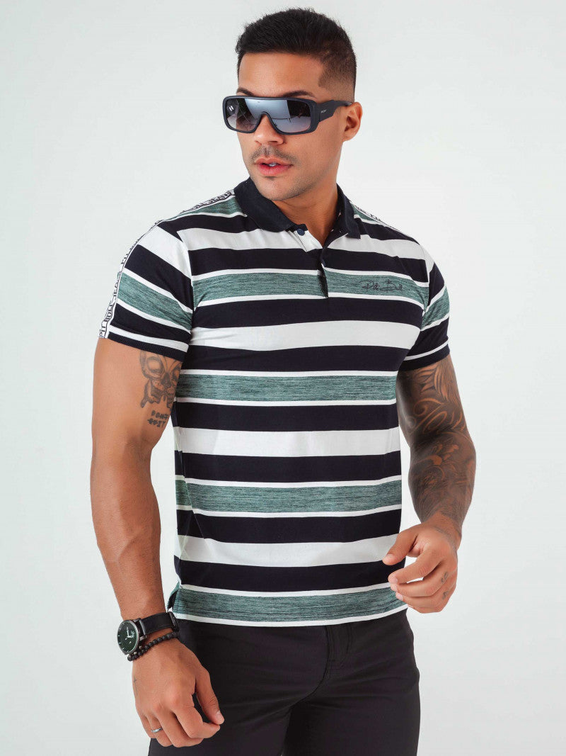 Camisa Gola Polo Masculina Listra Verde Claro