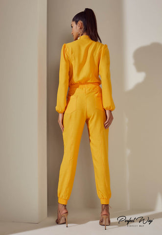 Plain Jumpsuit with Details and Stitching