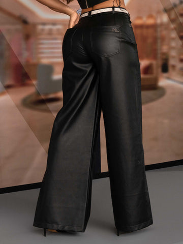 Wide Leg Ecological Leather