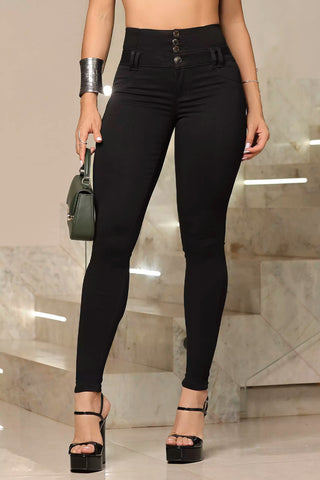 Calça Cintura Perfeita Preta Pit Bull Jeans | Pala Coração e Aviamentos Grafite