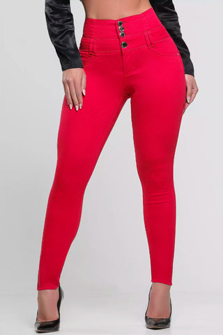 Calça Cintura Perfeita Vermelha Pit Bull Jeans | Elegante e Modeladora