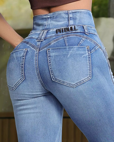 Calça Cintura Perfeita Azul Médio Pit Bull Jeans | Modeladora e Confortável