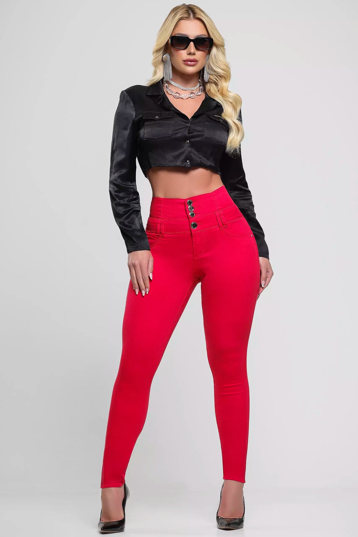 Calça Cintura Perfeita Vermelha Pit Bull Jeans | Elegante e Modeladora